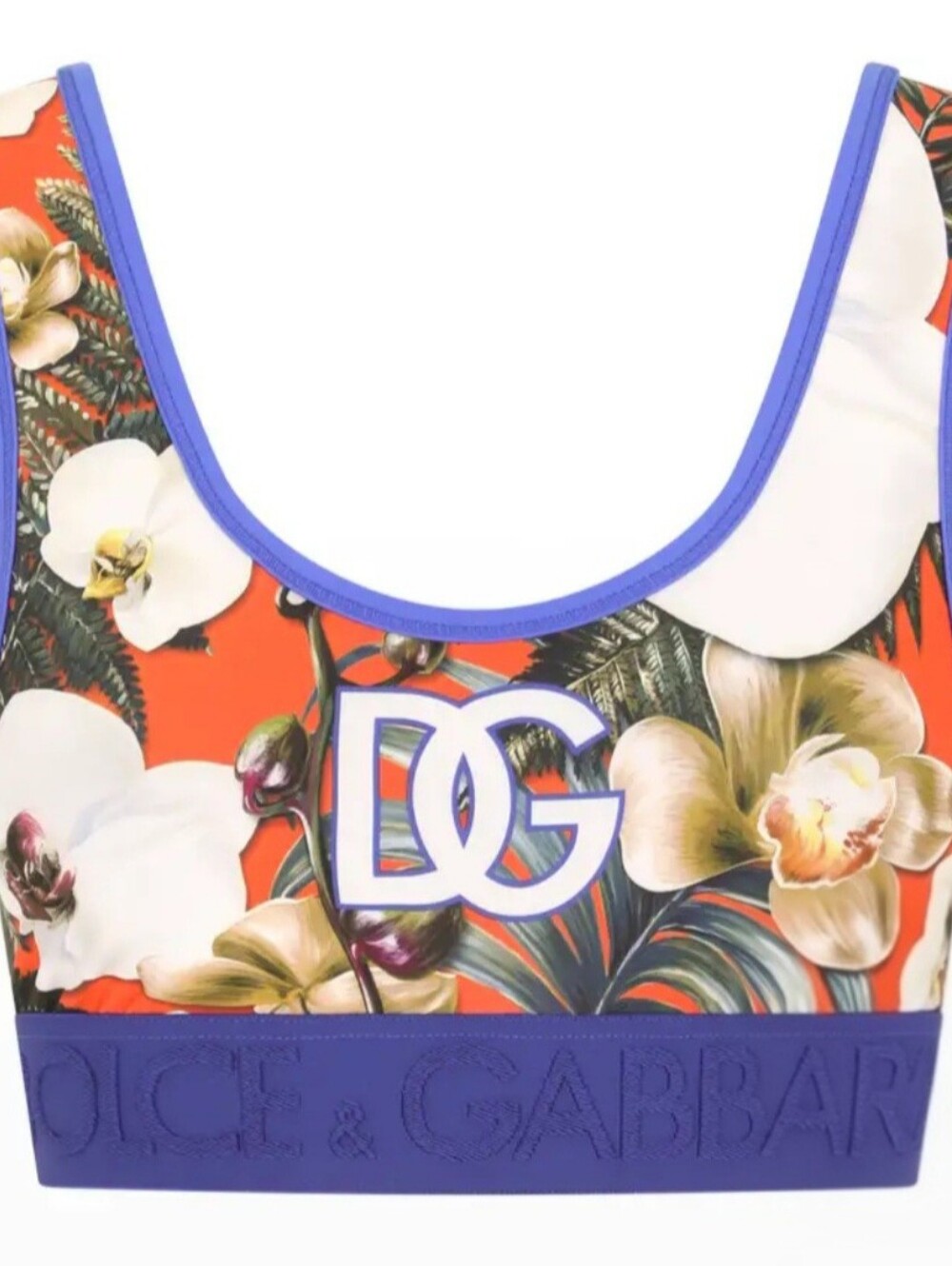 RARE Dolce & Gabbana NMX  Super Bowl Floral Logo Sports Bra with Purple Trim